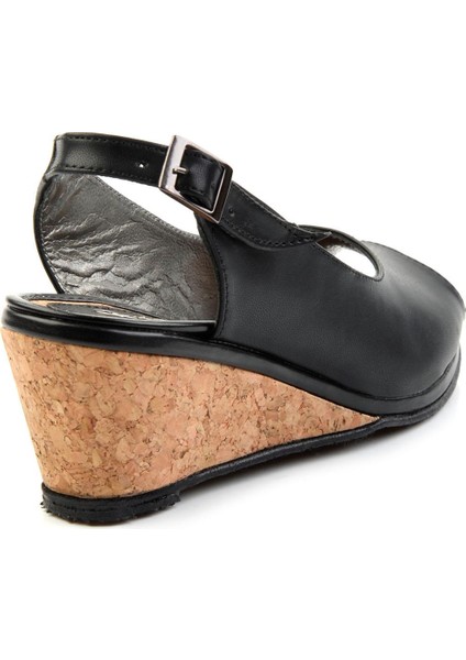 Siyah Leather Kadın Sandalet K05582032103 fırsatları