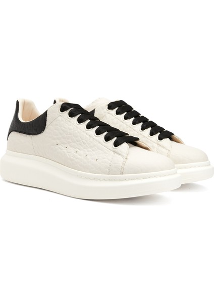 Oversized Siyah Beyaz Erkek Deri Sneaker