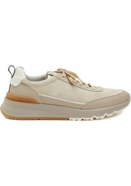 Bej Erkek Deri Sneaker