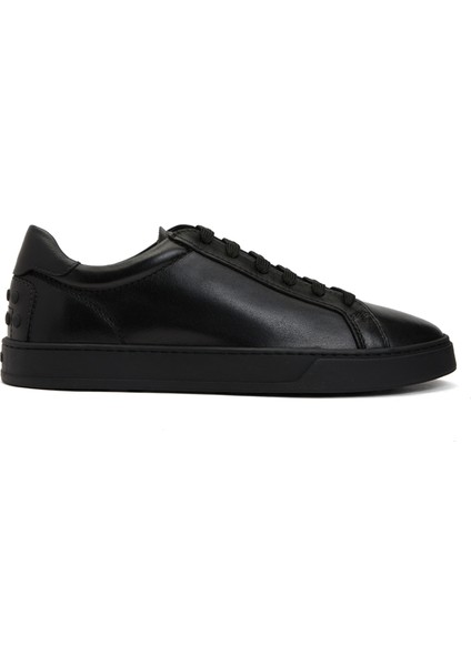 Siyah Logo Detaylı Erkek Deri Sneaker