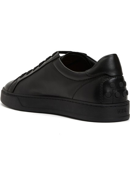 Siyah Logo Detaylı Erkek Deri Sneaker modelleri
