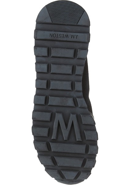 Siyah Logolu Erkek Deri Sneaker