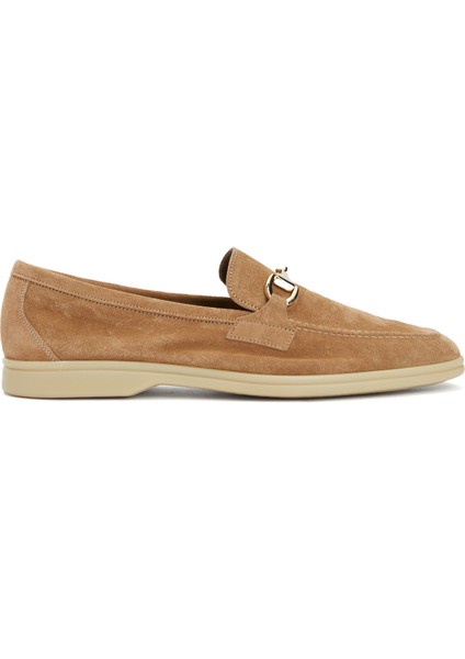 Krem Erkek Süet Loafer