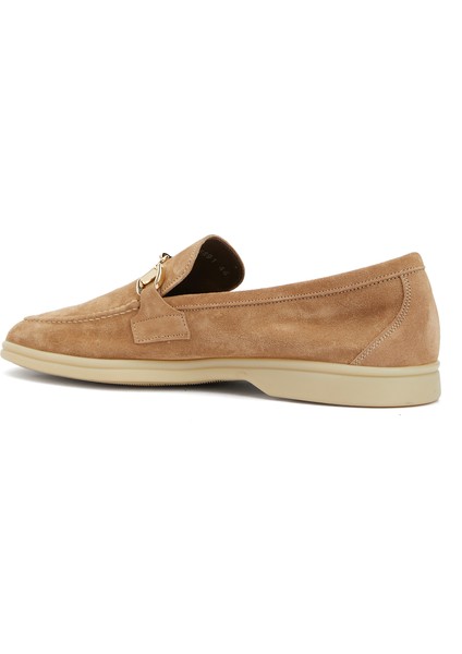 Krem Erkek Süet Loafer