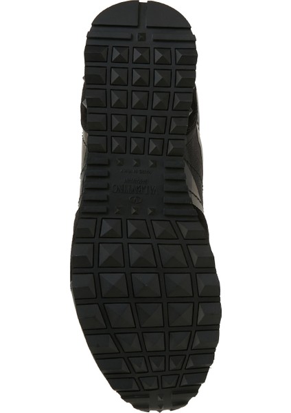 Siyah Kamuflaj Desenli Erkek Deri Sneaker
