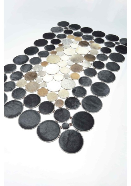 Siyah ve Kahverengi Deri Patchwork Halı 120X180 cm (2,16 M²)