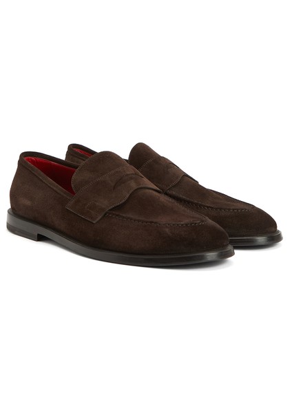 Koyu Kahverengi Erkek Süet Loafer