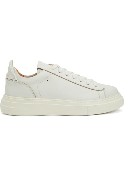 Kırık Beyaz Erkek Deri Sneaker