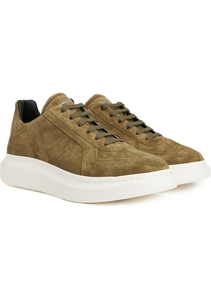 Oversized Retro Haki Erkek Deri Sneaker