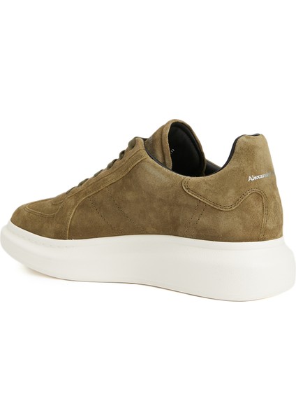 Oversized Retro Haki Erkek Deri Sneaker