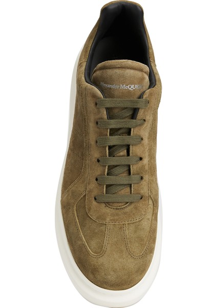 Oversized Retro Haki Erkek Deri Sneaker