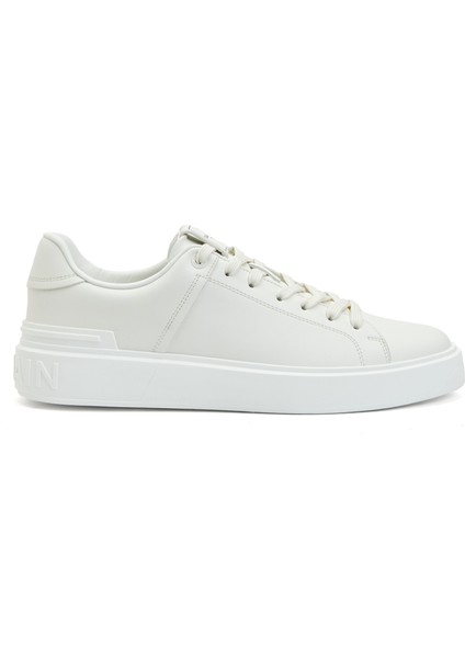 Beyaz Logo Detaylı Erkek Deri Sneaker