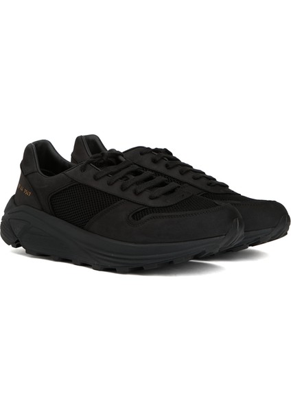 Premium Runner Siyah Erkek Deri Sneaker