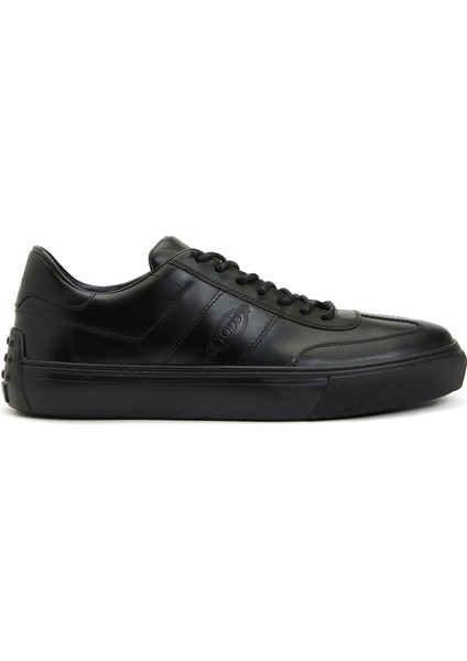 Siyah Logo Detaylı Erkek Deri Sneaker