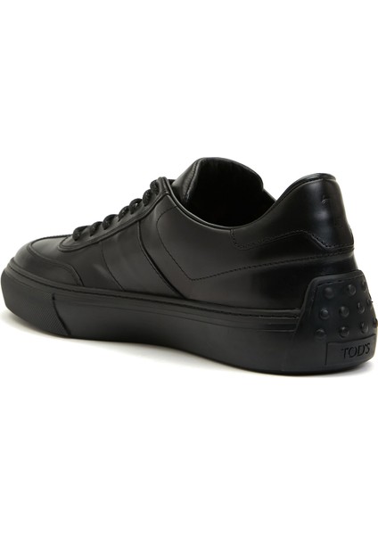Siyah Logo Detaylı Erkek Deri Sneaker modelleri
