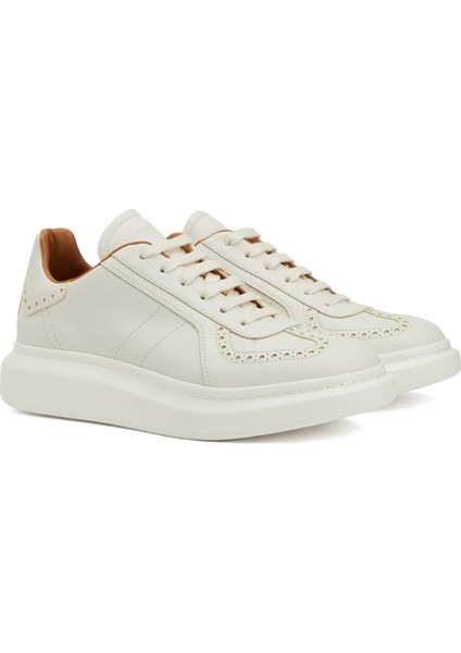 Oversized Kırık Beyaz Erkek Deri Sneaker fiyatları