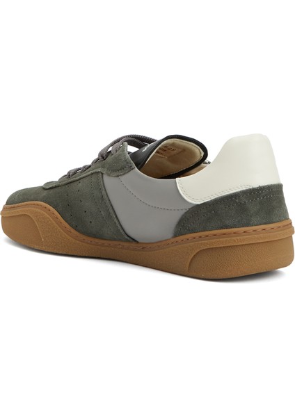 Gri Logo Detaylı Erkek Deri Sneaker modelleri