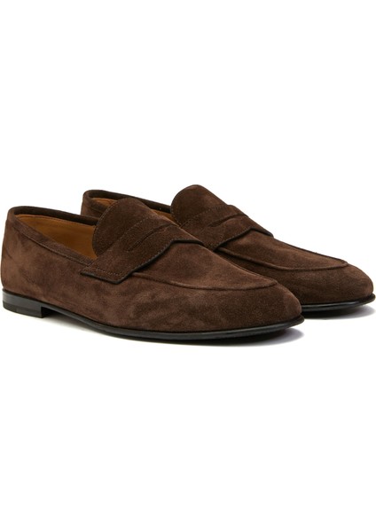 Koyu Kahverengi Erkek Süet Loafer