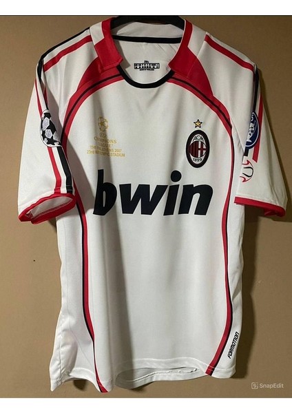 Ac Milan Retro 2005 2006 #80 Ronaldinho Baskılı Forması (Beyaz)