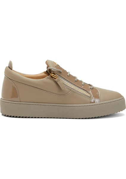 Kahverengi Logolu Erkek Deri Sneaker