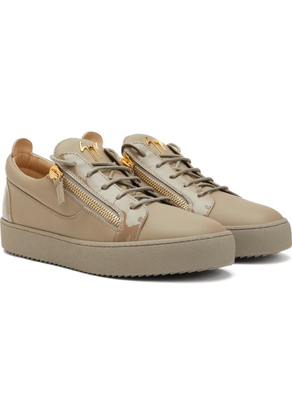Kahverengi Logolu Erkek Deri Sneaker