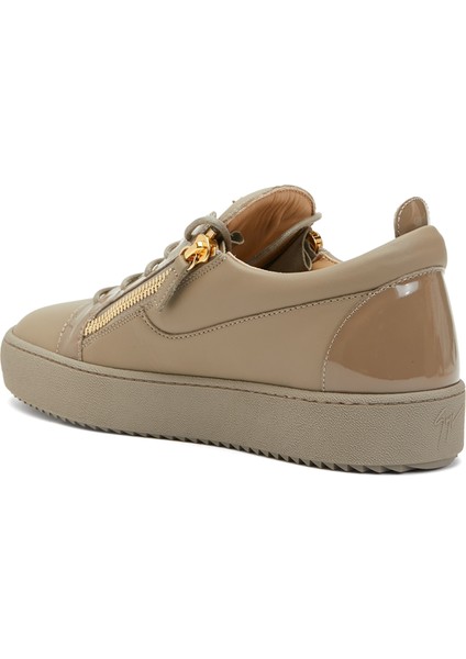 Kahverengi Logolu Erkek Deri Sneaker