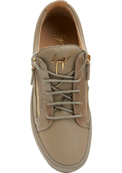 Kahverengi Logolu Erkek Deri Sneaker
