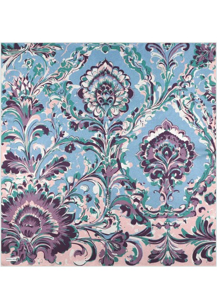 Mor Flower Desen Twill Ipek Eşarp