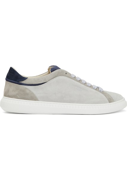 Krem Logo Detaylı Erkek Deri Sneaker