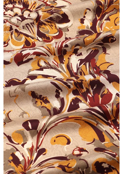 Bej Flower Desen Twill Ipek Eşarp fiyatları