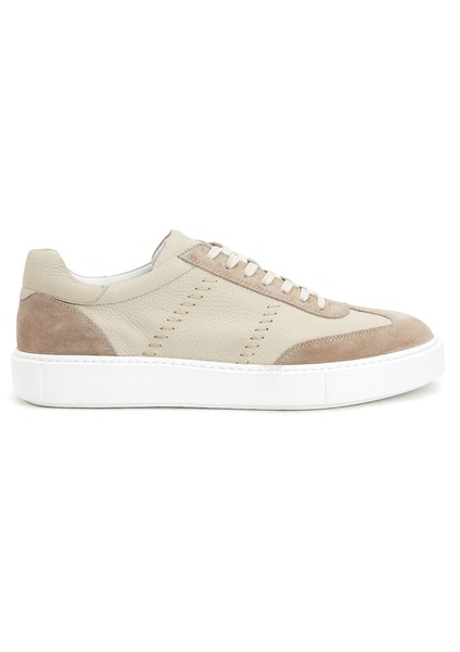 Bej Erkek Deri Sneaker