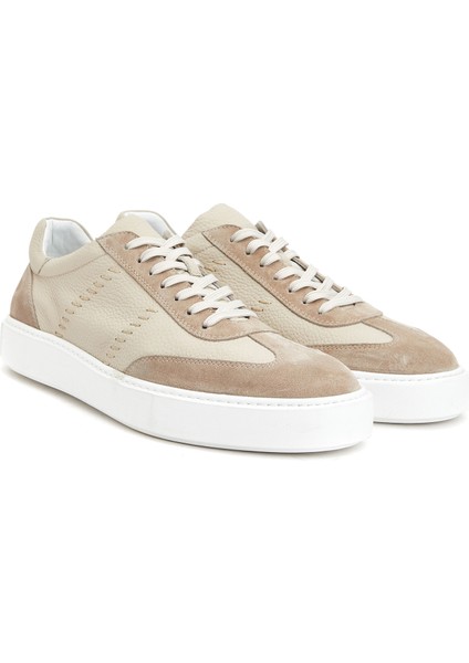 Bej Erkek Deri Sneaker