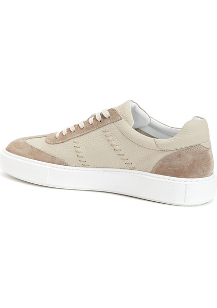 Bej Erkek Deri Sneaker
