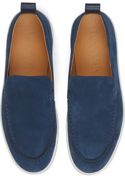 Lacivert Logo Detaylı Erkek Deri Loafer