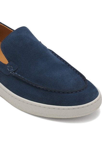 Lacivert Logo Detaylı Erkek Deri Loafer