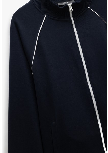 Yeni Sezon Uzun Kollu Pamuk Karışımlı Cep Detaylı Biyeli Fermuarlı Sweatshirt indirimleri