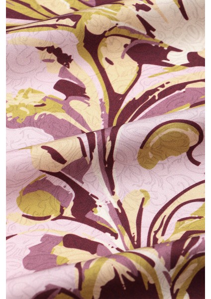 Mürdüm Flower Desen Twill Ipek Eşarp fiyatları