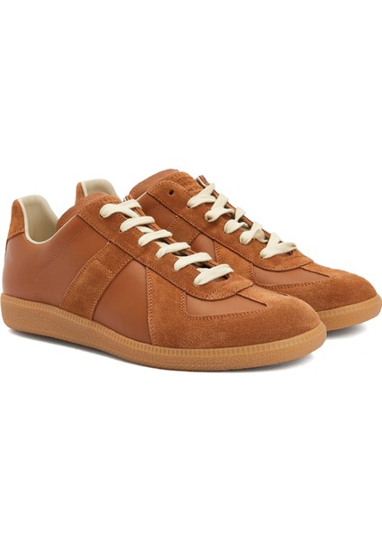 Replica Kahverengi Erkek Deri Sneaker
