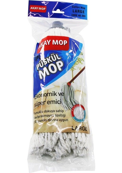 Örgülü Iplik Püsküllü Pamuk Mop, Büyük Boy, Yeni, Dayanıklı ve Çok Amaçlı