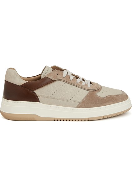 Kahverengi Bej Erkek Deri Sneaker