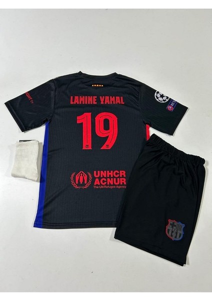 2024/25 B.a.r.c.e.l.o.n.a Yeni Sezon Lamine Yamal Deplasman Çocuk Forması (Black Armalı)
