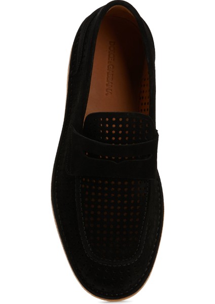 Florio Ideal Siyah Perforeli Erkek Deri Loafer