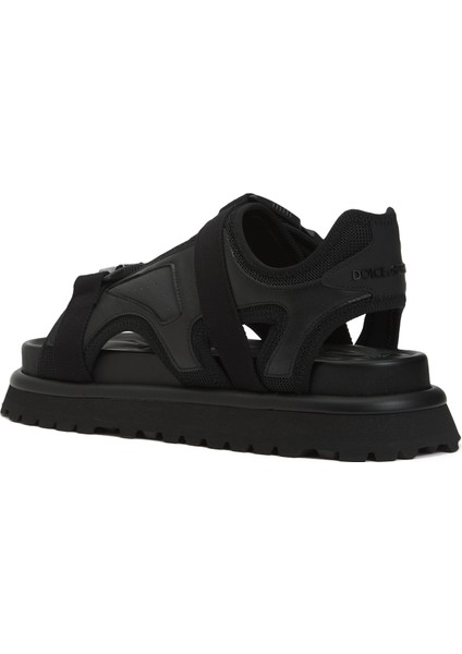 Siyah Logo Detaylı Erkek Sandalet modelleri