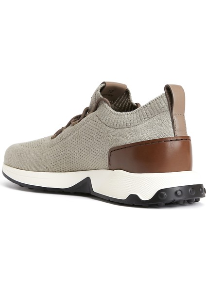 Açık Gri Logo Detaylı Erkek Keten Sneaker
