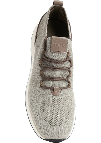 Açık Gri Logo Detaylı Erkek Keten Sneaker