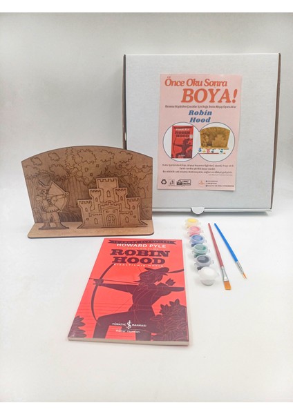 Robin Hood Ahşap Boyama Aktivite Seti, Kitap Hediyeli Önce Oku Sonra Boya