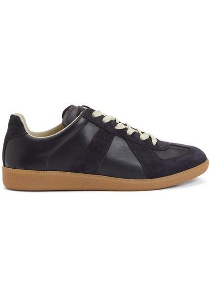Replica Siyah Lacivert Erkek Deri Sneaker