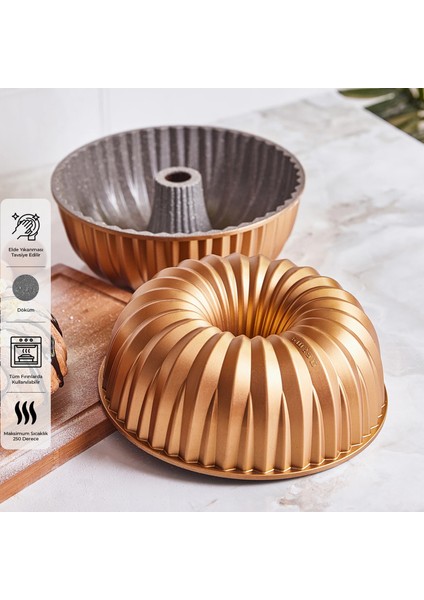 Griss Hardstone Döküm Kek Kalıbı Gold 24 cm