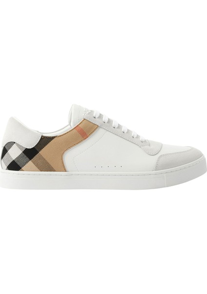 New Reeth Low Deri Süet ve Pamuklu Beyaz Erkek Sneaker