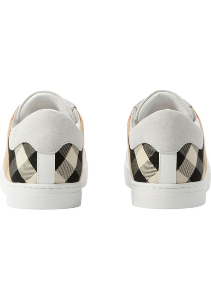New Reeth Low Deri Süet ve Pamuklu Beyaz Erkek Sneaker